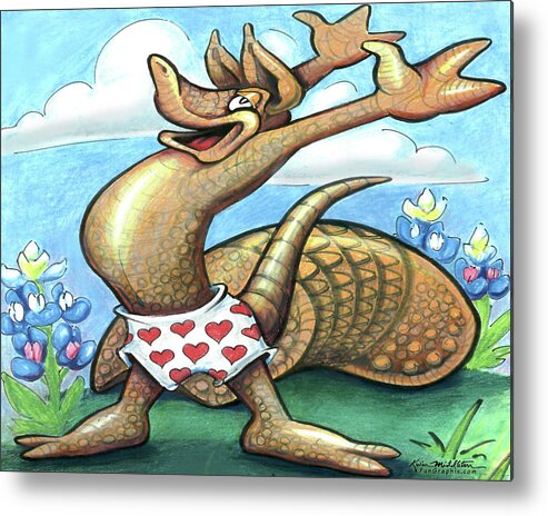Armadillo Metal Print featuring the digital art Get Out of Your Shell, Stop and Smell the Bluebonnets by Kevin Middleton