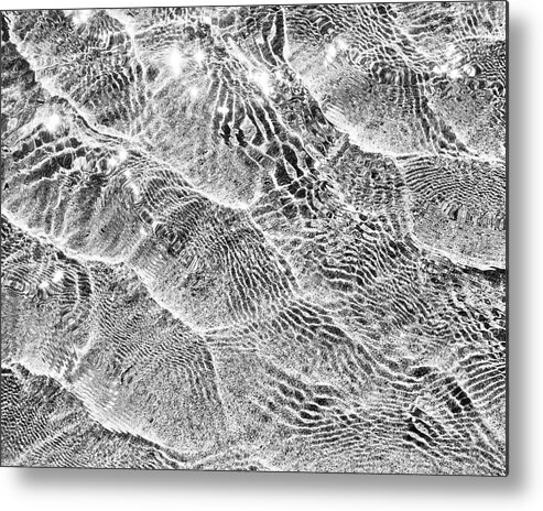 Water Ripples Metal Print featuring the photograph Glimmer Black and White by Lupen Grainne