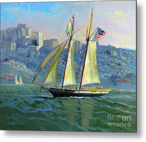 Schooner Metal Print featuring the painting Grand Entrance, S.F. Bay by John McCormick