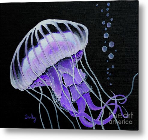 Jellyfish Metal Print featuring the painting Grape Jelly by Shirley Dutchkowski