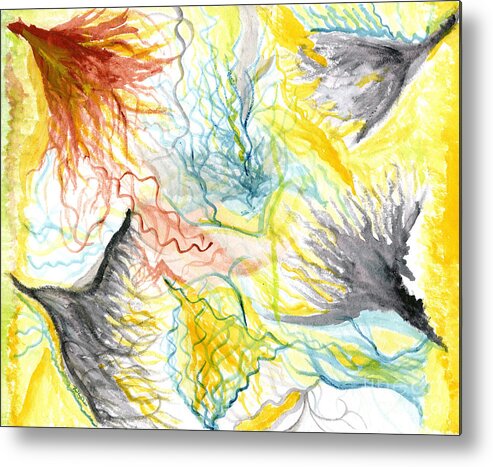 Watercolor Metal Print featuring the painting Growth of Ideas by Bentley Davis