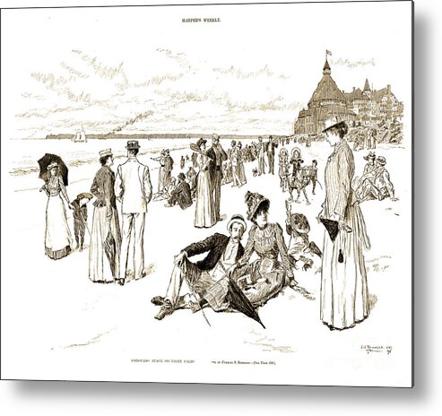 Glenn Mcnary Metal Print featuring the drawing Harpers 1890 Hotel Del Coronado Beach by Glenn McNary