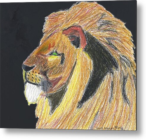 Lion Metal Print featuring the pastel Majestic Lion Pastel Portrait, Hear me Roar by Ali Baucom