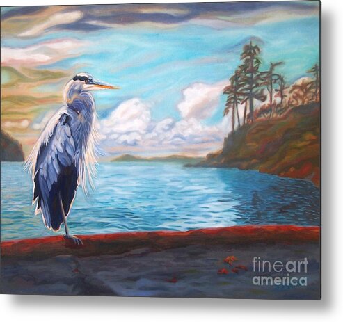 Heron Metal Print featuring the painting Heron Mystique by Janet McDonald