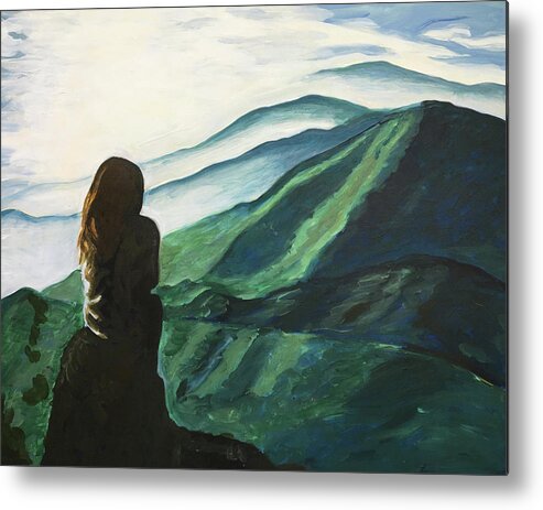 Mountains Metal Print featuring the painting High Rock by Pamela Schwartz