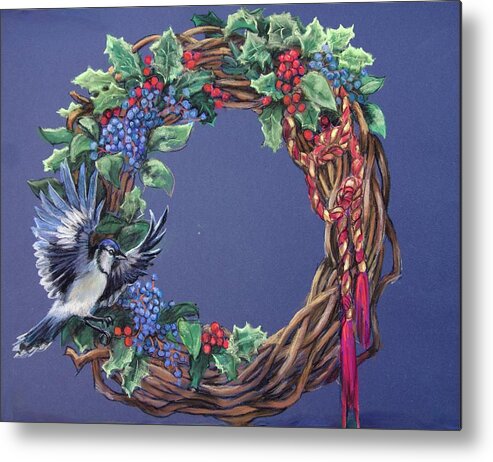 Winter Metal Print featuring the pastel Holly by Laurie Snow Hein