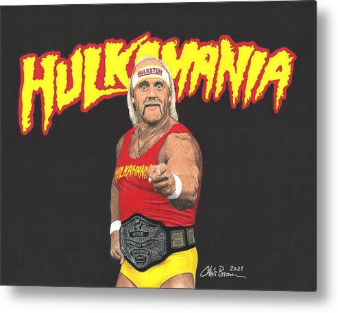 Hulk Metal Print featuring the drawing Hulk Hogan by Chris Brown