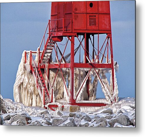 Ice Metal Print featuring the photograph Ice Covered North Breakwater Lighthouse by Scott Olsen