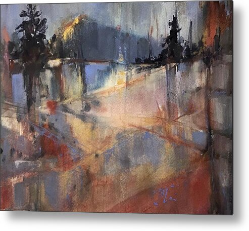 Abstract Metal Print featuring the painting Ice Fractures by Judith Levins