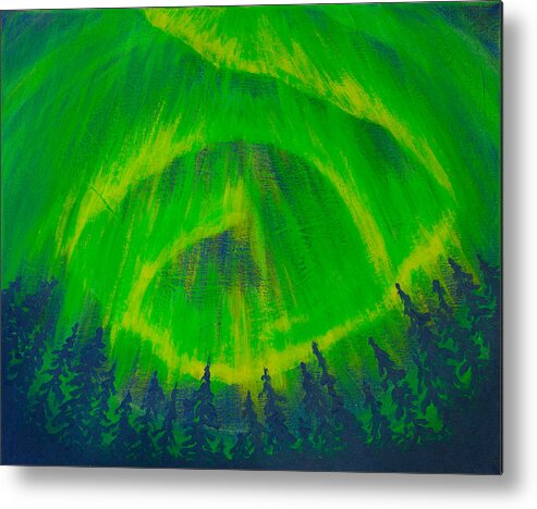 Aurora Metal Print featuring the painting Icelandic Nights by Iryna Goodall