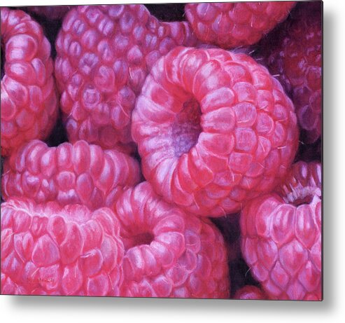 Raspberry Metal Print featuring the drawing I'm Jazzed about Raspberries by Shana Rowe Jackson