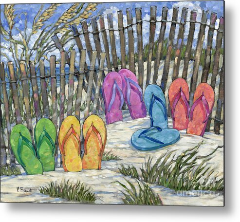 Oil Metal Print featuring the painting Impressions of Flip Flops by Paul Brent