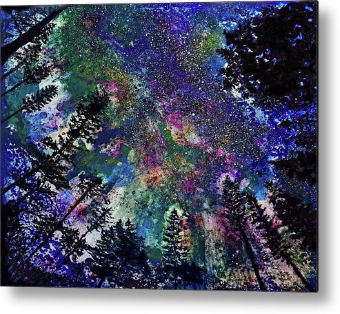 Night Sky Metal Print featuring the painting In My Sleeping Bag by Pamela Haunschild