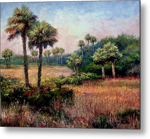 Cabbage Palms Metal Print featuring the painting Indiantown ranch by Laurie Snow Hein