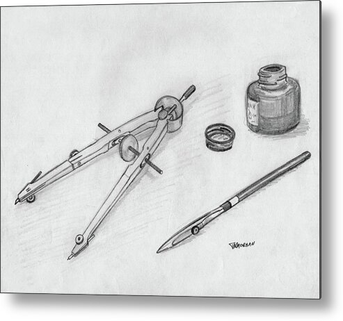 Drawing Tools Metal Print featuring the drawing Ink by Tom Morgan