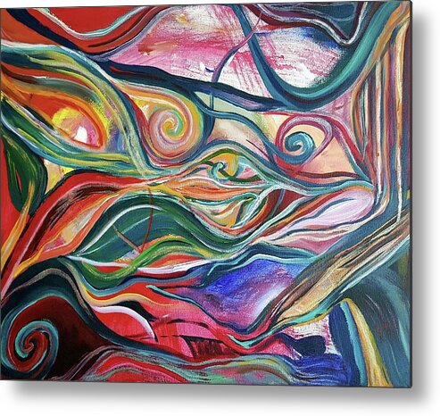 Abstract Metal Print featuring the painting Inner Stream by Jackie Ryan