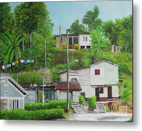 Jamaica Art Metal Print featuring the painting Island Village by Kenneth Harris