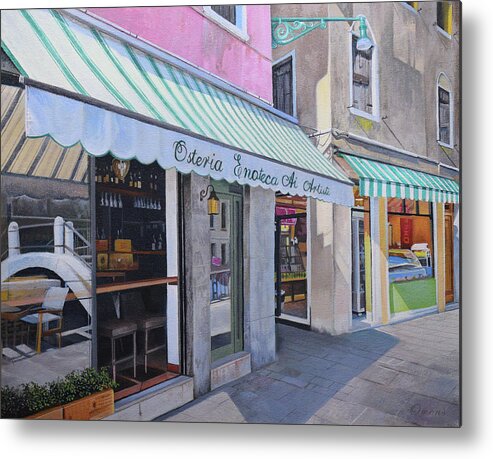 Restaurant Metal Print featuring the painting Italian Restaurant, Venice by Charles Owens