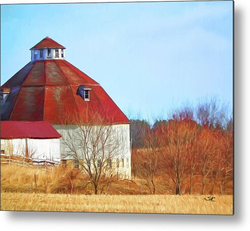Round Barn Metal Print featuring the digital art Johnsonville Round Barn by Stacey Carlson