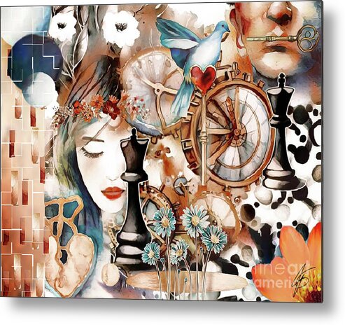 Jenpageart Metal Print featuring the mixed media Key to my Heart by Jennifer Page