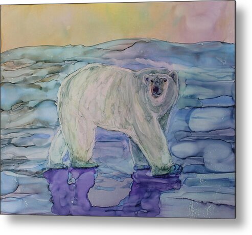 Polar Bear Metal Print featuring the painting King of the North by Ruth Kamenev