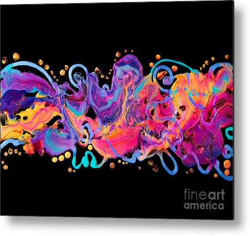 Candy-colored Vibrant Compelling Dynamic Fun Colorful Abstract Expressionist Contemporary Art Modern Art Metal Print featuring the painting Knarly Twisted Cool 8737 by Priscilla Batzell Expressionist Art Studio Gallery