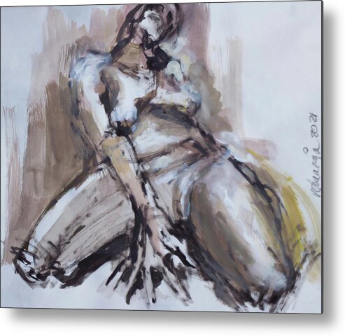 #art Metal Print featuring the painting Kneeling Woman 17 by Veronica Huacuja