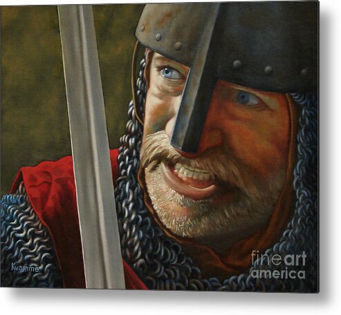 Knight Metal Print featuring the painting Knight Defender by Ken Kvamme