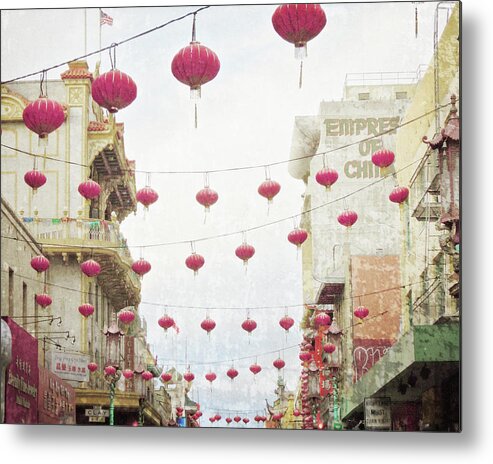Red Lanterns Metal Print featuring the photograph Lanterns by Lupen Grainne