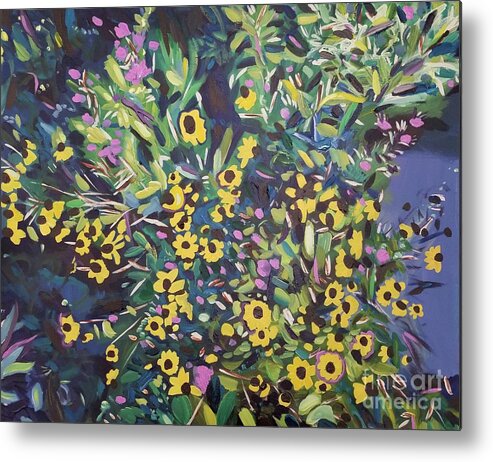 Floral Metal Print featuring the painting Late Bloom by Catherine Gruetzke-Blais
