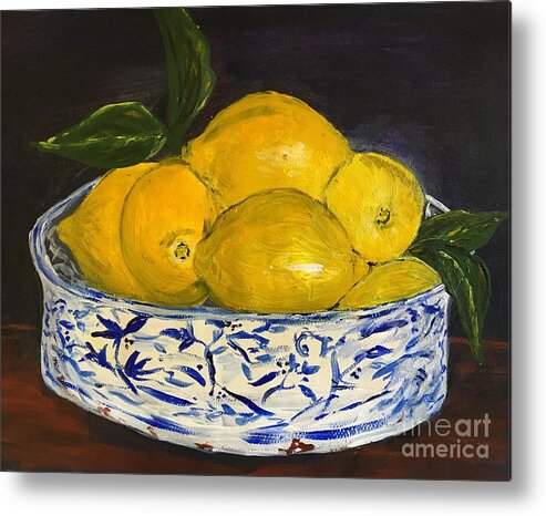 Lemons Metal Print featuring the painting Lemons - A Still Life by Debora Sanders