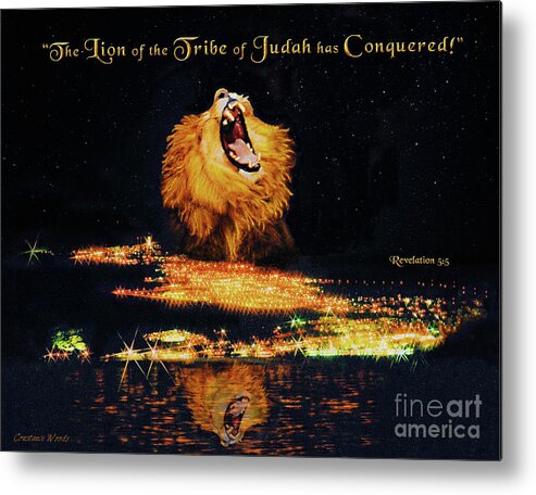 Prophetic Metal Print featuring the painting Lion Of Judah Has Conquered by Constance Woods