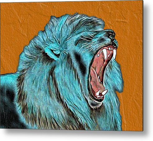 Abstract Metal Print featuring the mixed media Lion's Roar - Abstract by Ronald Mills