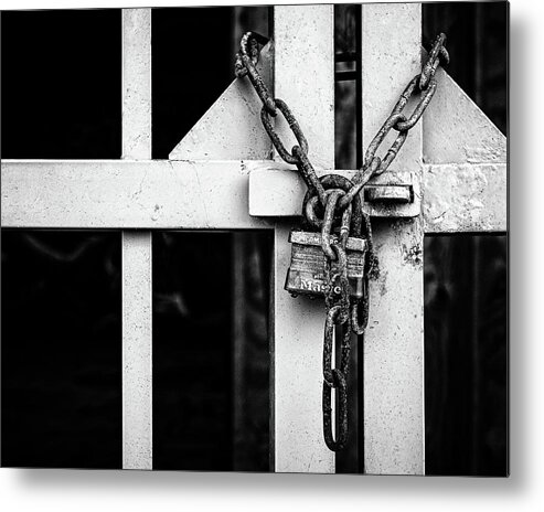  Metal Print featuring the photograph Lock And Chain by Steve Stanger