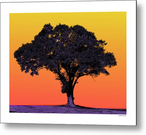 Tree Metal Print featuring the mixed media Lone Tree At Sunset by Greg Joens