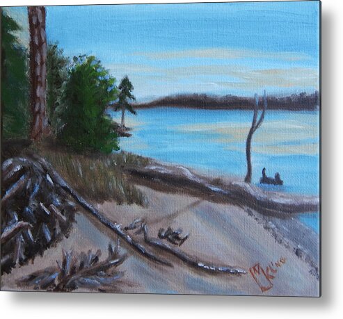 Landscape Metal Print featuring the painting Long Creek Beach by Mike Kling