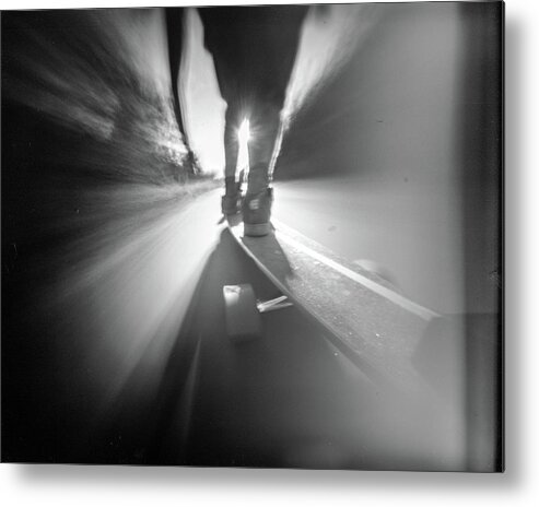 Pinhole Metal Print featuring the photograph Longboarding with lighthleaks by Will Gudgeon