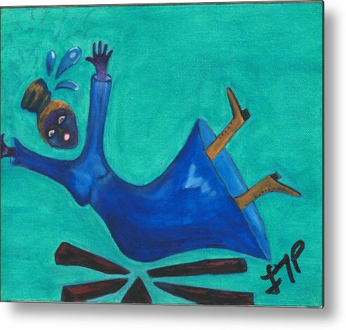Blue Metal Print featuring the painting Losing My Head by Esoteric Gardens KN