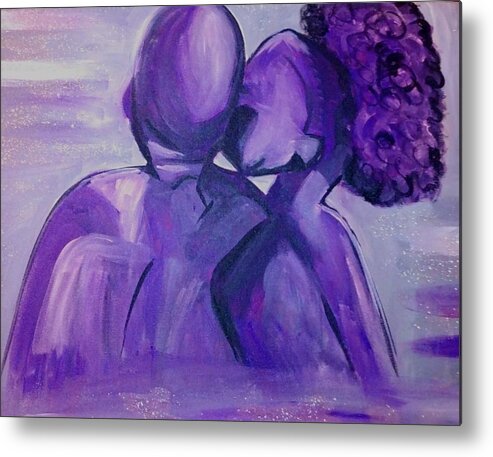 Love Purple Us One Two Give Take Happy Sad Want Dont Want Feel Heart Together Apart Metal Print featuring the painting Love by Shemika Bussey