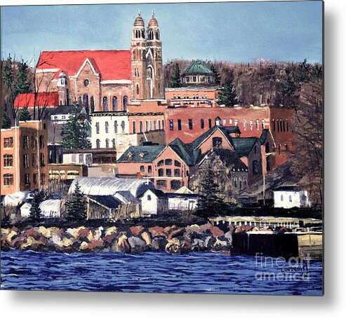 Marquette Metal Print featuring the painting Lower Harbor-Marquette Michigan by Tim Lindquist