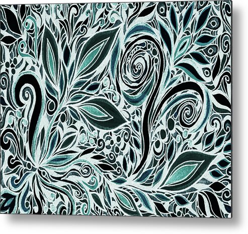 Floral Pattern Metal Print featuring the painting Magical Floral Pattern Tiffany Stained Glass Mosaic Decor XIV by Irina Sztukowski