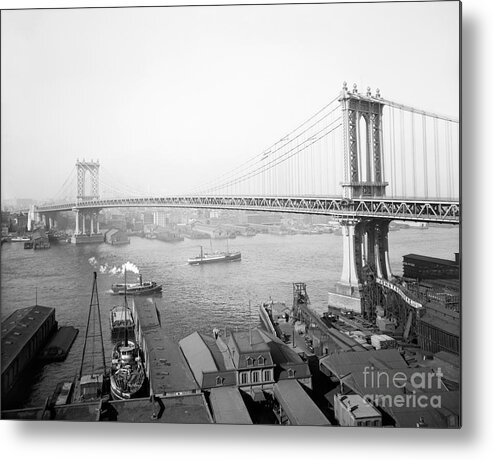 1910 Metal Print featuring the photograph Manhattan Bridge by Unknown