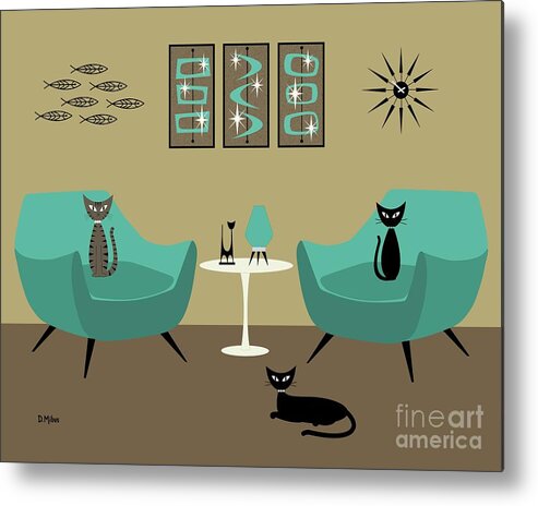 Henry Glass Chair Metal Print featuring the digital art Mid Century Teal Chairs by Donna Mibus