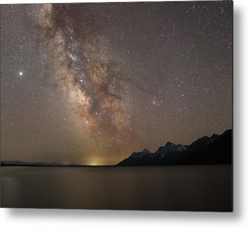 Tetons Metal Print featuring the photograph Milky Way over Jackson Lake, 2020 by Jean Clark
