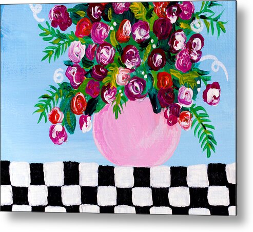 Floral Bouquet Metal Print featuring the painting Mini Check 2 by Beth Ann Scott