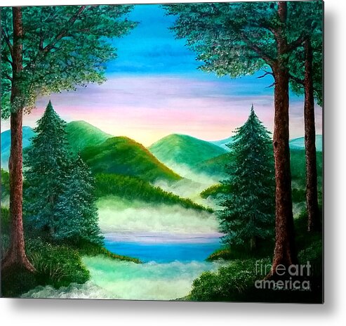 Adirondack Metal Print featuring the painting Misty Mountains by Sarah Irland