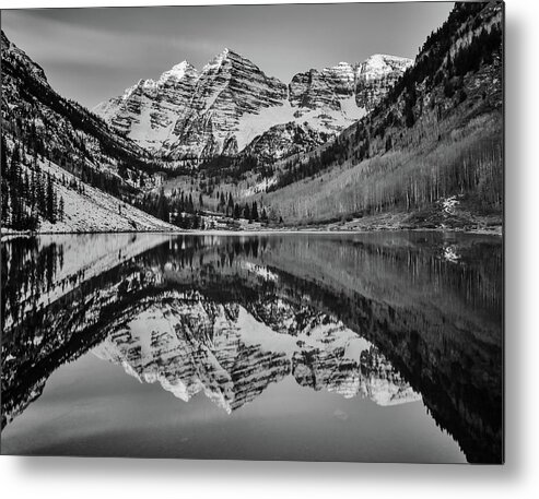 Maroon Bells Metal Print featuring the photograph Monochrome Maroon by Darren White