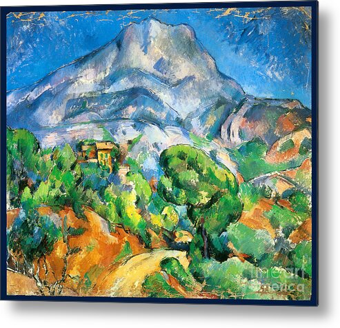 Cezanne Metal Print featuring the painting Monte Sainte-Victoire above the Tholonet Road 1896 by Paul Cezanne
