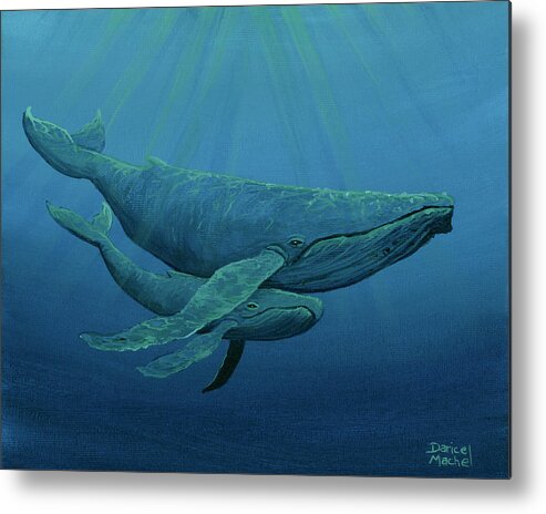 Animal Metal Print featuring the painting Mother and Baby Humpback by Darice Machel McGuire