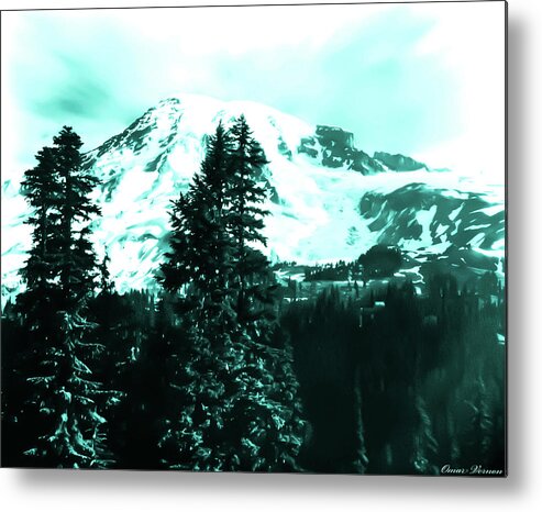 Landscape Metal Print featuring the photograph Mount Rainier from Pinnacle Peak early 1900 era... by Eddie Eastwood